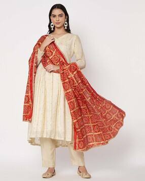 akshadeep Women Bandhani Print Dupatta with Lace Border-picture-33