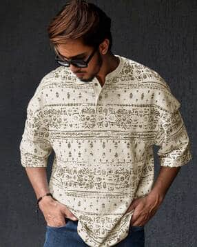 eyebogler Men Printed Oversized Fit Short Kurta-picture-37
