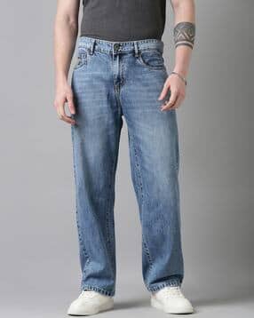 Men Mid-Washed Mid-Rise Baggy Fit Jeans -image-37