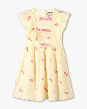 Girls Heart Cherry Print Fit & Flare Dress