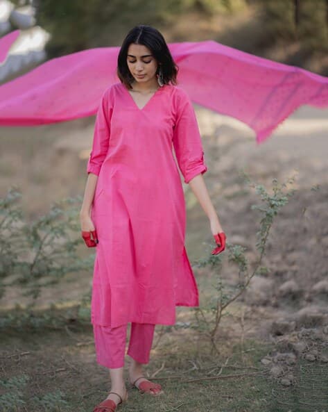 ANNI DESIGNER Women Printed Straight Kurta Suit Set