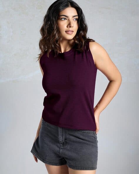 Women Slim Fit Round-Neck Top