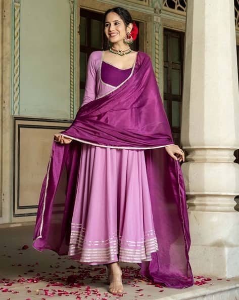 ANNI DESIGNER Women Colourblock Anarkali Kurta Suit Set