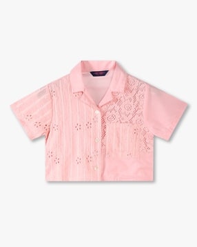 Girls Embroidered Regular Fit Shirt