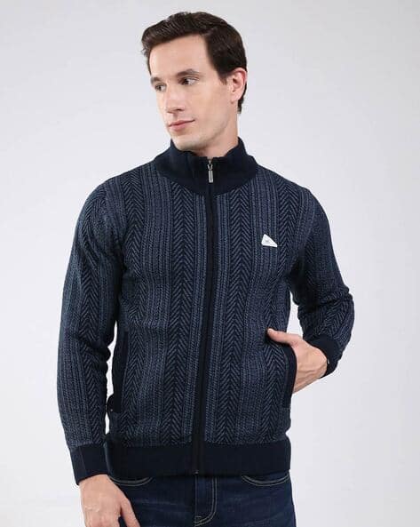 Men Zip Front Regular Fit Pullover