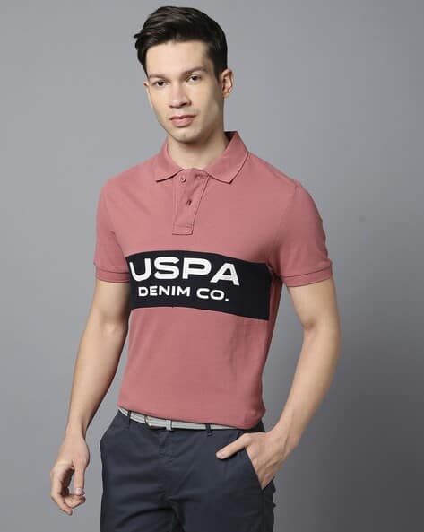 U.S. Polo Assn. Men Brand Print Slim Fit Polo T-Shirt