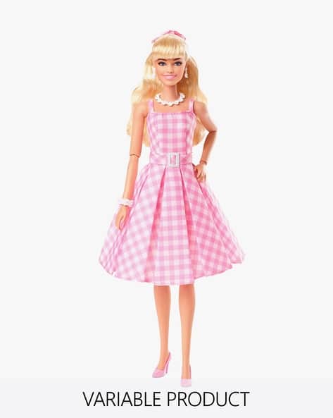 The Movie Doll Wearing Gingham Dress with Daisy Chain Necklace Assorted