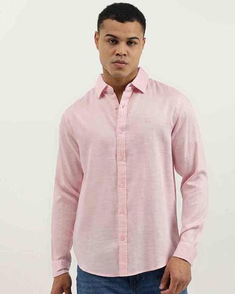 Men Regular Fit Shirt with Curved Hem