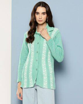 muhuratam Women Knitted Cardigan with Button Closure-picture-28