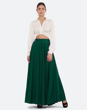 Women A-Line Skirt with Button Closure