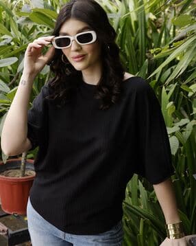 zilcon Women Patterned Oversized Top with Batwing Sleeves-picture-34