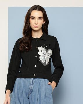 muhuratam Women Regular Fit Denim Jacket Self-Design Jacket-picture-42