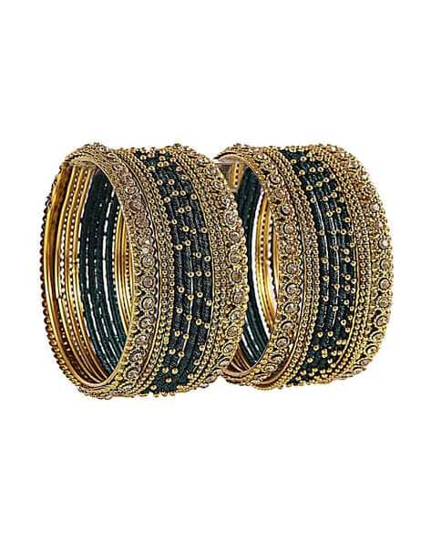 NMII Women Set of 20 Gemstone-Studded Slip-On Bangles