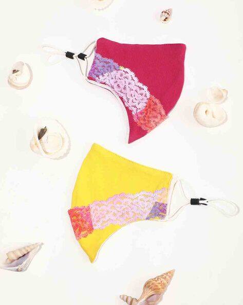 Lulu & Sky Women Pack of 2 Masks with Lace Detailed