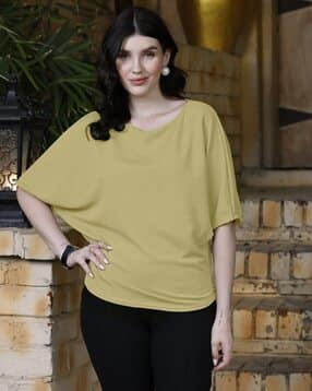 zilcon Women Patterned Oversized Top with Batwing Sleeves-picture-16