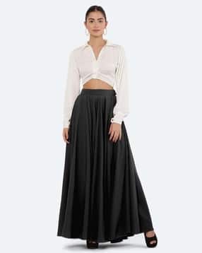 Women A-Line Skirt with Button Closure