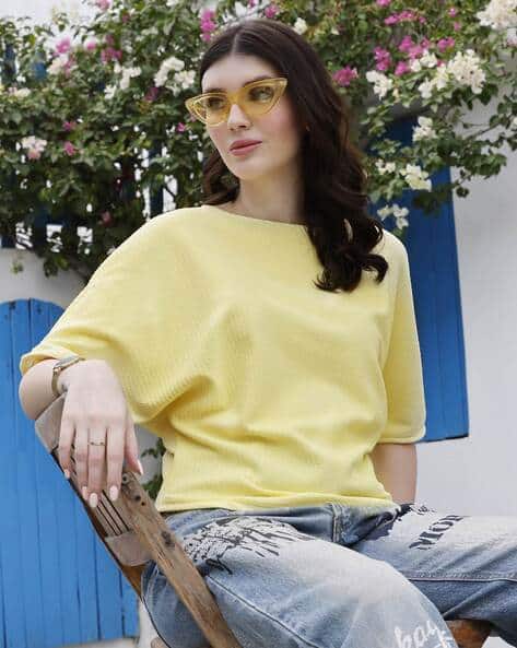 Zilcon Women Patterned Oversized Top with Batwing Sleeves