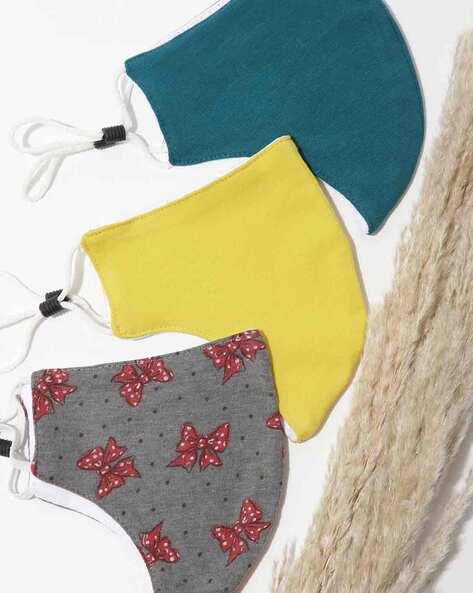 Lulu & Sky Women Pack of 3 Face Masks with Elasticated Ear-Loops