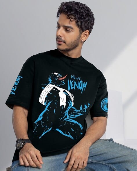 Men's Marvel Venom Graphic Printed Oversized T-shirt