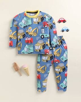 pixie n prince Boys Graphic Nightsuit Set-picture-1