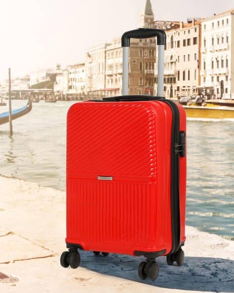 TEAKWOOD LEATHERS Unisex Red Hard Shell Trolley Bag For Travel Polypropylene Unbreakable Suitcase 360 Degree Spinner Wheels Security Lock Lightweight Scratch Resistant Luggage