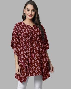 fabflee x ag Women Floral Print Regular Fit Kaftan Top-picture-31