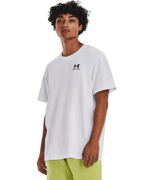 Under Armour Men Heavyweight Logo Embroidered Loose Fit Crew-Neck T-Shirt