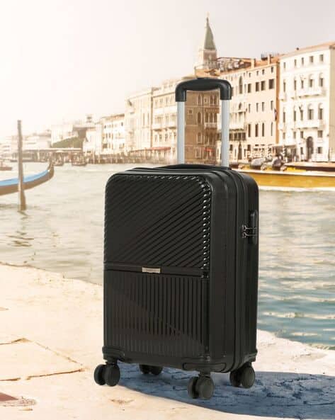 TEAKWOOD LEATHERS Unisex Black Hard Shell Trolley Bag For Travel Polypropylene Unbreakable Suitcase 360 Degree Spinner Wheels Security Lock Lightweight Scratch Resistant Luggage