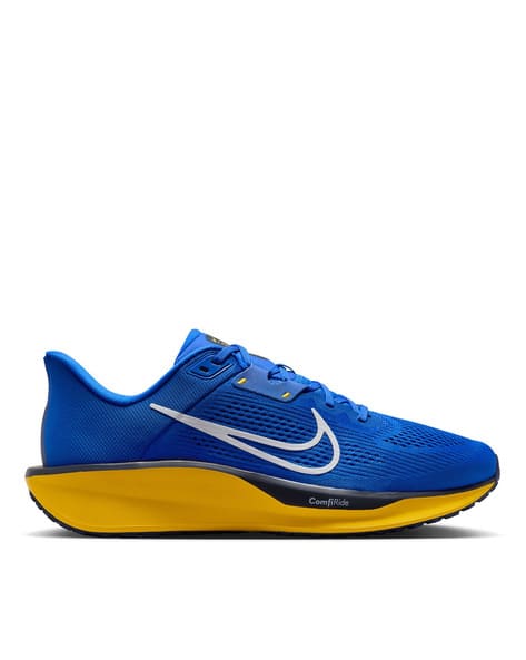 nike blue and yellow running shoes