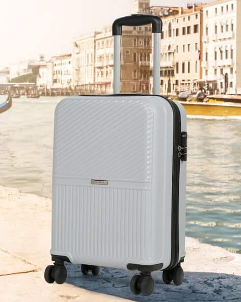 TEAKWOOD LEATHERS Unisex Silver Hard Shell Trolley Bag For Travel Polypropylene Unbreakable Suitcase 360 Degree Spinner Wheels Security Lock Lightweight Scratch Resistant Luggage