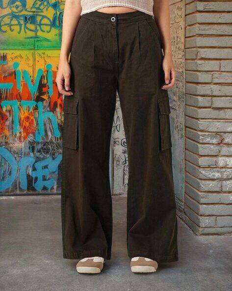 Women's Chocolate Baggy Oversized Cargo Casual Pants