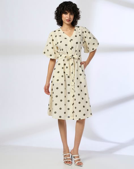 Buy Fig Women Polka-Dot Print A-Line Dress Online | Ajio.com