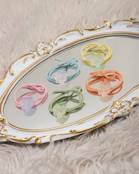 Lulu & Sky Women Set of 5 Hair Ties with Appliques