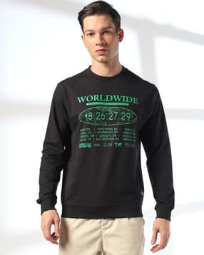 dnmx Men Worldwide Print Regular Fit Crew-Neck Sweatshirt-picture-19
