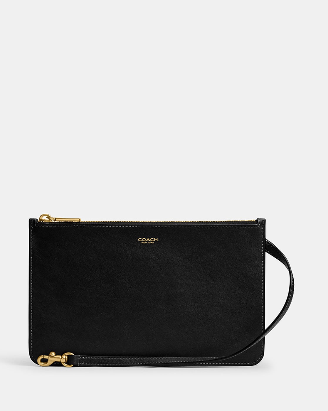 Buy Coach New York Leather Zip Pouch | Black Color Women