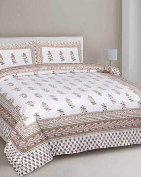 uniqchoice 300 TC Floral Print King Size Double Bedsheet with  Pillow Covers-picture-35