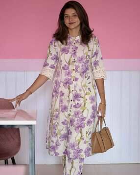 texstile Women Floral Print A-Line Kurta Set-picture-28