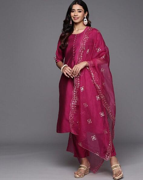 Gerua By Libas Women Straight Kurta Set with Dupatta