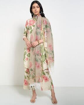 rangmanch by pantaloons Women Floral Print Dupatta with Tassels-picture-47
