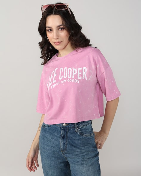 Lee Cooper Women Brand Print Boxy Fit Crew-Neck T-Shirt