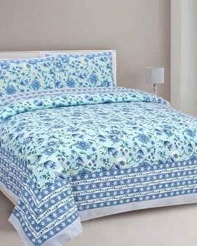 300 TC Floral Print King Size Double Bedsheet with  Pillow Covers-image-25