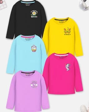 trampoline Girls Pack of 5 Graphic Print Relaxed Fit Round-Neck T-Shirts-picture-21