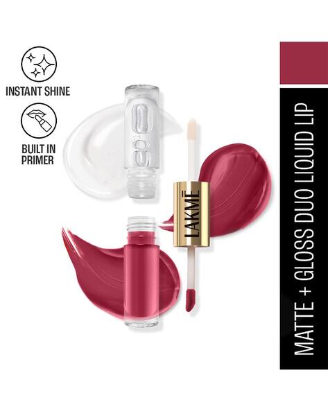 LAKME 9 to 5 Double Duty Matte to Glass Liquid Lip - Fuchsia Pink