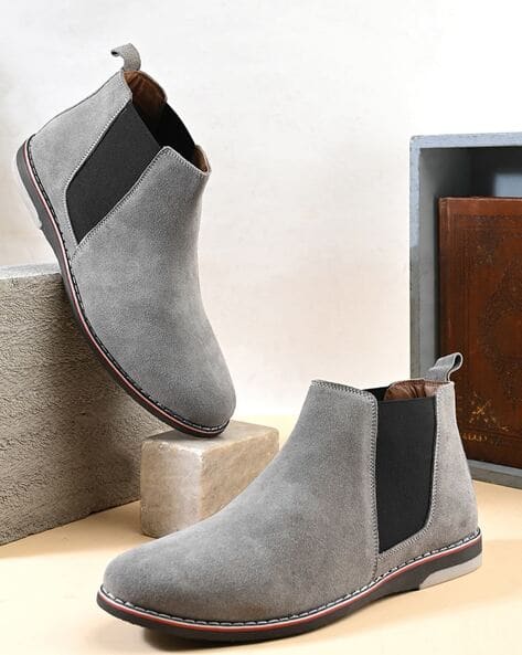 Men Flat Heel Slip-On Chelsea Boots
