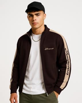 jump cuts Men Typographic Print Regular Fit Zip-Front Bomber Jacket-picture-35