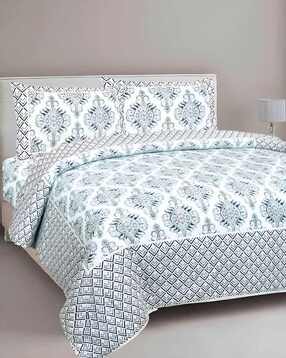 uniqchoice 300 TC Floral Print King Size Double Bedsheet with  Pillow Covers-picture-53