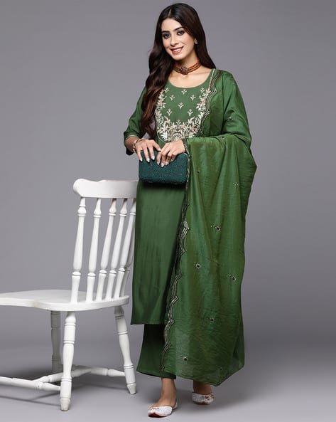 Gerua By Libas Women Embroidered Straight Kurta Set with Dupatta