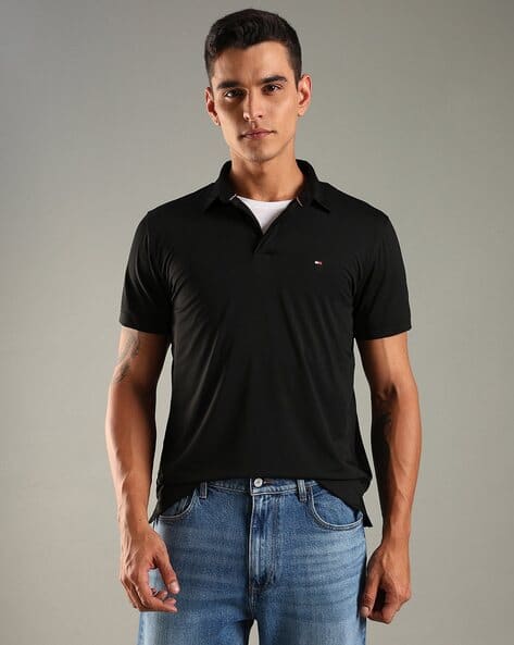 TOMMY HILFIGER Men Logo Print Regular Fit Polo T-Shirt