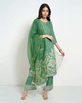 rangmanch by pantaloons Women Floral Print Dupatta with Tassels-picture-31