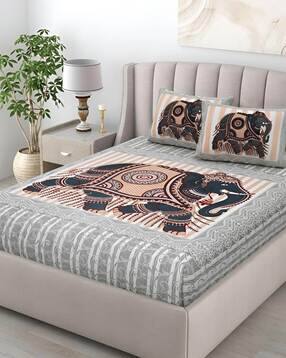 150 TC Printed King-Size Bedsheet with Pillow Covers -image-49